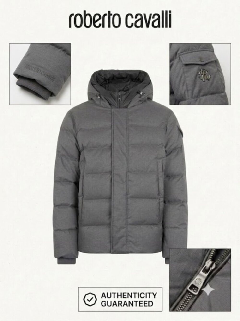 Roberto Cavalli Hooded Puffer Jacket |Men's | NWT | COA | Free Shipping